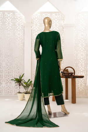 Medium Silk Long Crushed Dress with Stone Work on the Belt – la786